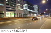 Modern houses and skyscrapers in Casablanca at night. Frantic rhythm of city. Traffic on the night highway. Morocco (2024 год). Редакционное видео, видеограф Евгений Ткачёв / Фотобанк Лори