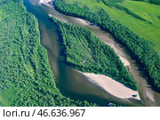 Забайкальский край. Вид на русло реки Чара и ее песчаный берег (Чарские пески) Стоковое фото, фотограф Евгений Епанчинцев / ТАСС / Фотобанк Лори