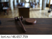 Судейский молоток с подставкой на столе. Сергей Петров/NEWS.ru. Стоковое фото, фотограф Петров Сергей / ТАСС / Фотобанк Лори