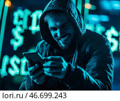 Call from a scammer. Телефонный мошенник. Стоковое AI-изображение, AI-художник Дарья Полякова / Фотобанк Лори