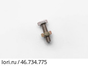 Шуруп с хромированной гайкой на белом фоне. Стоковое фото, фотограф Pixel_shot / Фотобанк Лори