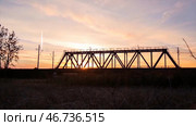 Timelapse railway bridge on sunrise. Стоковое фото, фотограф David Kashakhi / Фотобанк Лори