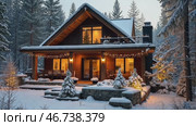 Large house with a porch and a fireplace. Стоковое AI-видео, аниматор Sergey Grishin / Фотобанк Лори