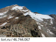 Вид на гору Пирамида Винсента (Vincent Pyramid ) и ледник Борс в массиве Монте-Роза (Monte Rosa) недалеко от Пунта-Индрена.(Punta Indren) Регион Аланья-Вальсезия, Италия (2018 год). Стоковое фото, фотограф Дымов Игорь / Фотобанк Лори