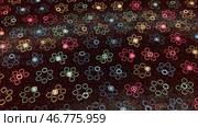 Moving field of small colorful circles imitating flower silhouettes in pink colors, seamless loop. Стоковая иллюстрация, иллюстратор David Kashakhi / Фотобанк Лори