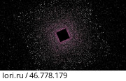 Abstract space tunnel with a square surrounded by millions of shining particles. Стоковая иллюстрация, иллюстратор David Kashakhi / Фотобанк Лори