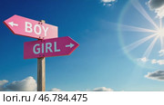 Pink sign with two arrows pointing to the right and left side of the word boy. Стоковое AI-видео, аниматор Sergey Grishin / Фотобанк Лори