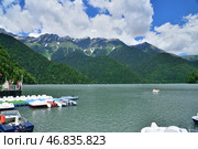 Gudauta, Abkhazia - June 3. 2018. Landscape with Highland Lake Ritsa. Редакционное фото, фотограф Володина Ольга / Фотобанк Лори