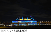 View from the bottom on the gorgeous new stadium on the Krestovsky island, known as the Saint Petersburg Arena or Zenith Arena. Стоковое фото, фотограф David Kashakhi / Фотобанк Лори
