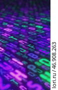 Vertical 3d animation with digital alphabet symbols and binary code numbers. Стоковое видео, видеограф Олег Грач / Фотобанк Лори