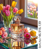 Flowers on birthday. Holiday card. Стоковое AI-изображение, AI-художник Сергей Елизарьев / Фотобанк Лори