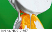 Food is spoiled by white paint on isolated background. Стоковое фото, фотограф David Kashakhi / Фотобанк Лори