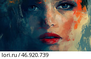 Stunning portrait of a woman with vibrant colors and expressive brushstrokes. Стоковое AI-изображение, AI-художник Михаил Коханчиков / Фотобанк Лори