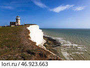 Belle Tout Lighthouse on the stunning white cliffs of Beachy Head, East Sussex, England. Стоковое фото, фотограф Zydrius Tartenis / Фотобанк Лори