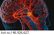 Innervation, neural connections. Work of vessels and neurons of the brain. Стоковое AI-видео, аниматор Оксана Медведева / Фотобанк Лори