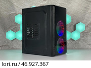 Modern black computer system unit  with rgb fans. Стоковое фото, фотограф Регина Ерофеева / Фотобанк Лори