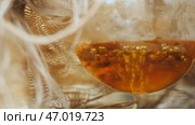 Close up of a beaker with boiling solution inside. Стоковое фото, фотограф David Kashakhi / Фотобанк Лори
