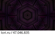 Moving geometric kaleidoscope pattern on black background, seamless loop. Стоковая иллюстрация, иллюстратор David Kashakhi / Фотобанк Лори