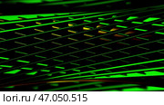 Metallic grid of narrow stripes forming rotating tube shaped green figure. Стоковое фото, фотограф David Kashakhi / Фотобанк Лори