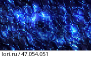 A disco ball made of small squares of blue color turns around and shimmers. Стоковая иллюстрация, иллюстратор David Kashakhi / Фотобанк Лори