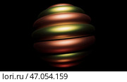 An abstraction on which a black background and a ball of two colors with shadows slowly revolves around itself in 3d. Стоковая иллюстрация, иллюстратор David Kashakhi / Фотобанк Лори