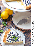 Композиция с вкусным черничным пирогом на столе. Стоковое фото, фотограф Pixel_shot / Фотобанк Лори