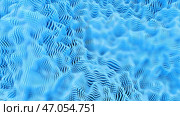 Abstract rotating uneven blue surface of cubic shaped particles with hypnotic effect. Стоковая иллюстрация, иллюстратор David Kashakhi / Фотобанк Лори