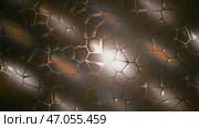 Technological looping background with transforming connected hexagons. Стоковая иллюстрация, иллюстратор David Kashakhi / Фотобанк Лори