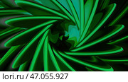 Motion .The bright green spring expands and creates a tunnel like a kaleidoscope. Стоковая иллюстрация, иллюстратор David Kashakhi / Фотобанк Лори