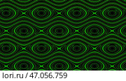 The green and orange background on which the circles are lit widen and narrow and create a kaleidoscope effect. Стоковая иллюстрация, иллюстратор David Kashakhi / Фотобанк Лори