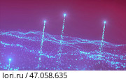 Glowing particles dynamic background, science fiction or microcosm. Стоковая иллюстрация, иллюстратор David Kashakhi / Фотобанк Лори