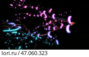 Neural branches with fast glowing pulses on black background. Стоковая иллюстрация, иллюстратор David Kashakhi / Фотобанк Лори