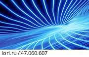 Abstract blue narrow fluctuating lines on a black background. Стоковая иллюстрация, иллюстратор David Kashakhi / Фотобанк Лори