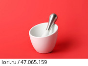 Маточник и пестик на красном фоне. Стоковое фото, фотограф Pixel_shot / Фотобанк Лори