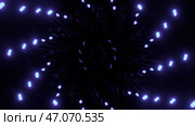 Infinite trippy tunnel of neon lights on a black background. Стоковая иллюстрация, иллюстратор David Kashakhi / Фотобанк Лори