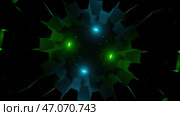 Light background with bright lights in animation that are highlighted and create the effect of a kaleidoscope rotating in a circle. Стоковая иллюстрация, иллюстратор David Kashakhi / Фотобанк Лори