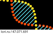 Beautiful rotating dna structure of lines and dots. Стоковая иллюстрация, иллюстратор David Kashakhi / Фотобанк Лори