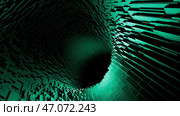 Fast moving computer graphics with a corridor without light inside. Стоковая иллюстрация, иллюстратор David Kashakhi / Фотобанк Лори