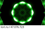 Kaleidoscope motion background with flower shaped fractal parts. Стоковая иллюстрация, иллюстратор David Kashakhi / Фотобанк Лори