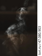 Ethereal Smoke Formation Captured Beautifully in Soft and Enveloping Light Atmosphere. Стоковое фото, фотограф David Kashakhi / Фотобанк Лори