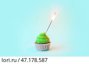 Вкусный дневник с петардой на светло-зеленом фоне. Стоковое фото, фотограф Pixel_shot / Фотобанк Лори