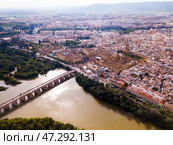 Cordoba with Roman Bridge over the Guadalquivir and the Mosque-Cathedral. Стоковое фото, фотограф Яков Филимонов / Фотобанк Лори