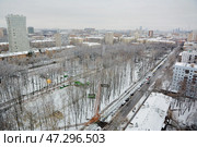 Вид на Бабушкинский парк культуры и отдыха и Янтарный проезд в Москве зимой (Лосиноостровский район) Стоковое фото, фотограф Александр Замараев / Фотобанк Лори