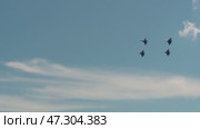 Russian air force aerobatic team Russian Knights SU-27. Стоковое видео, видеограф Алексей Сергеев / Фотобанк Лори