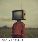 Зомби ящик, телевизор-голова. Редакционное AI-изображение, AI-художник Наталья Игумнова / Фотобанк Лори