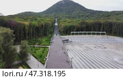 Russia, Stavropol Territory, the city of Zheleznovodsk September 29 2022, Panoramic species from foot of Mount Zheleznaya in city of Zheleznovodsk on cascading staircase. Редакционное видео, видеограф Скрипачев Антон / Фотобанк Лори