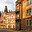 Landscape of Yuzhny Val Street in Vyborg with the old building of Leningrad State University. Стоковое фото, фотограф Владимир Ушаров / Фотобанк Лори