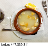 Sopa de picadillo is traditional Spanish dish from Andalusia. Стоковое фото, фотограф Яков Филимонов / Фотобанк Лори