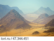 Panoramic view of the Wadi Rum desert, Wadi Musa, Jordan (2023 год). Стоковое фото, фотограф Сергей Богомяко / Фотобанк Лори