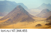Panoramic view of the Wadi Rum desert, Wadi Musa, Jordan (2023 год). Стоковое фото, фотограф Сергей Богомяко / Фотобанк Лори